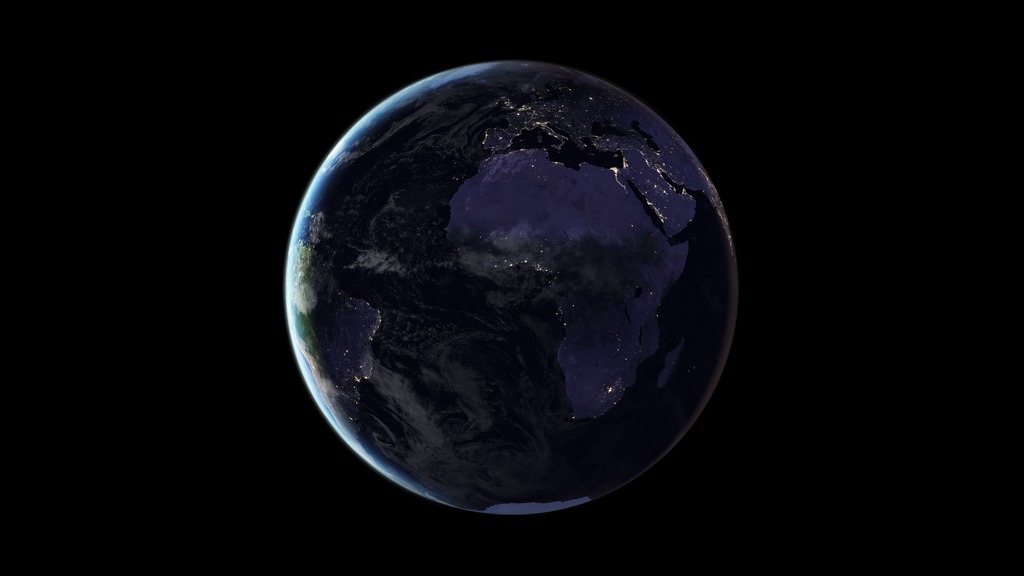 This image of Earth at night in 2016 was created with data from the Suomi National Polar-orbiting Partnership (NPP) satellite launched in October 2011 by NASA, the National Oceanic and Atmospheric Administration, and the U.S. Department of Defense.