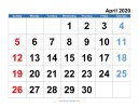 April 2020 courtesy of blank-calendar.com