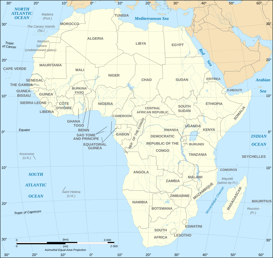 African continent | Source: commons.wikimedia.org | Credit: Eric Gaba and Bobarino