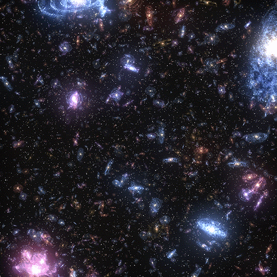 Galaxies floating through space | giphy.com | Image Credit: xponentialdesign