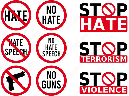 No hate signs, vector set Stock Vector | Adobe Stock | stock.adobe.com |Image credit: beaubelle